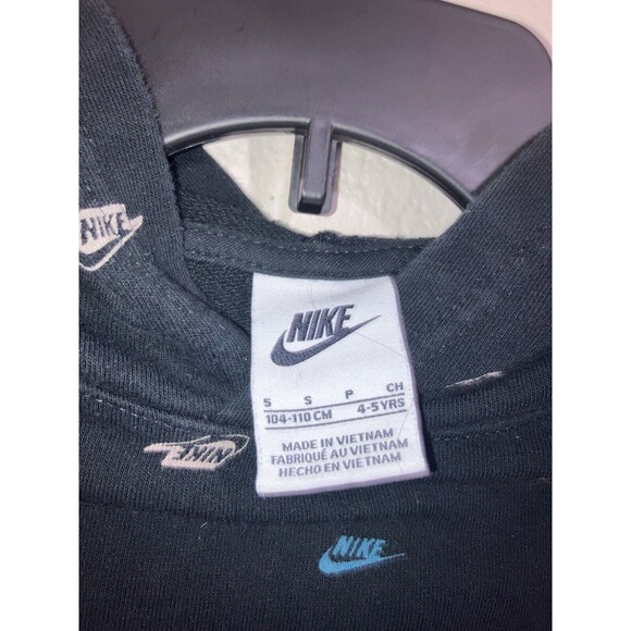 Nike Hoodie Sweater Black Spell Out All Over Print Unisex Size Small (4-5 Years) - Picture 5 of 8